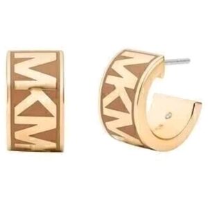 Michael Kors Gold and Brown Hoop Earrings